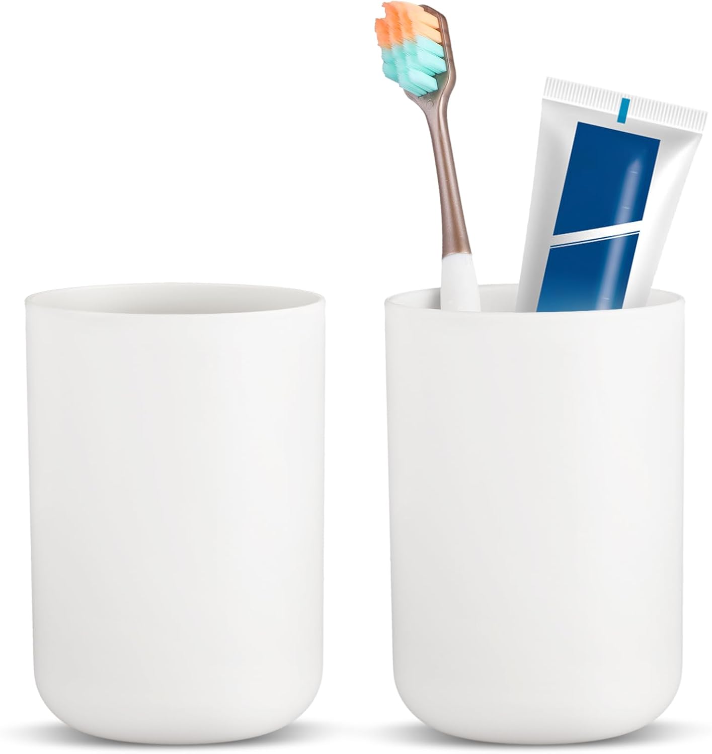 2Pcs Unbreakable Plastic Tumblers Dishwasher Safe White Bathroom Cups