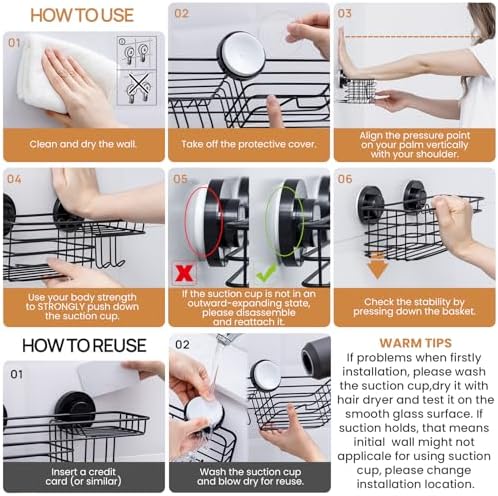 LEVERLOC Shower Caddy Suction Cup 2 Pack