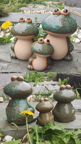 Cute Ceramic Frog Garden Statues Set of 3