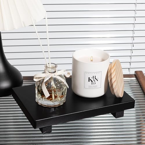 Zoocatia Bathroom Counter Organizer Wooden Pedestal Stand - Black