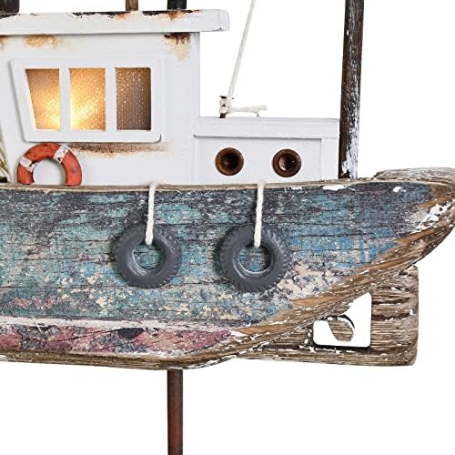Aecipl Wooden Sailboat Model with LED Light - Nautical Decor Ornament