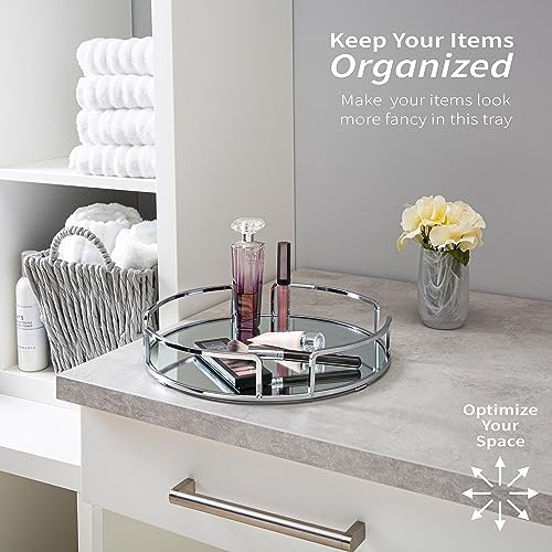 Home Details Mirrored Vanity Tray with Chrome Finish