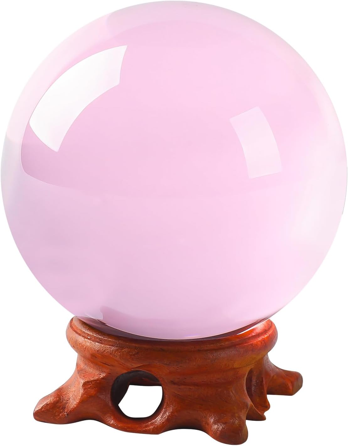 Modaier Pink Crystal Ball 80mm with Rose Stand and Gift Box
