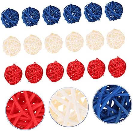 18pcs Rattan Decorative Balls for 4th of July Centerpieces