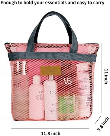 TOPASION Mesh Shower Caddy Bag - Portable Toiletry Organizer with Zipper for Travel and Gym