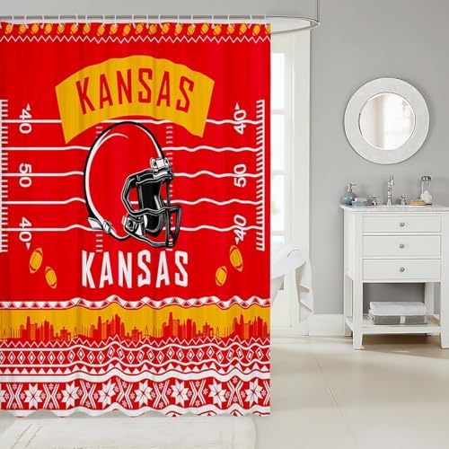 Feelyou Yellow Red American Football Shower Curtain Set 72x72