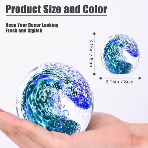 XMGZQ Hand Blown Glass Ocean Waves Figurine
