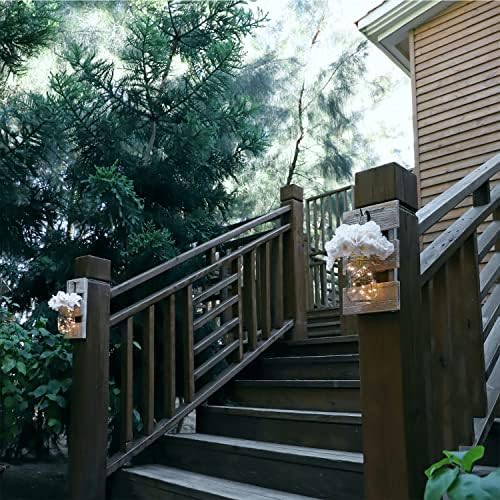 HOMKO Mason Jar Wall Decor with LED Fairy Lights - Set of 2
