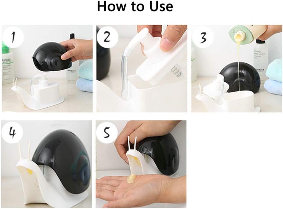 Cute Snail Soap Dispenser for Kitchen Bathroom Black