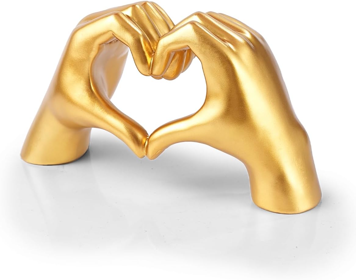 Gold Heart Hand Sculpture Home Decor Art