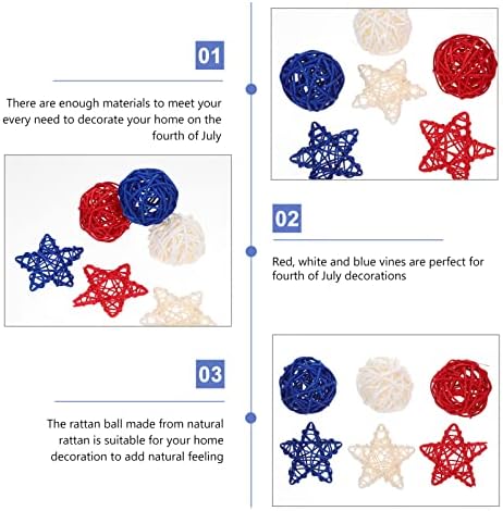 HOMSFOU 30PCS Rattan Decorative Balls for Independence Day