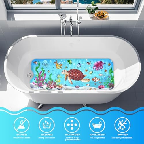 Linoows Baby Bath Mat with Sea Turtle Design
