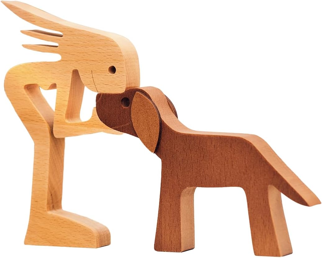 Pawfect House Wooden Dog Statue - Handmade Home Decor Sculpture