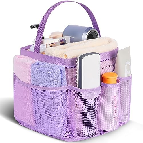 EUDELE Mesh Shower Caddy with 8 Pockets and Oxford Base - Portable for Dorm Beach Gym