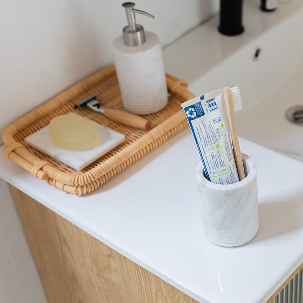 Natural Marble Tumbler Toothbrush Holder