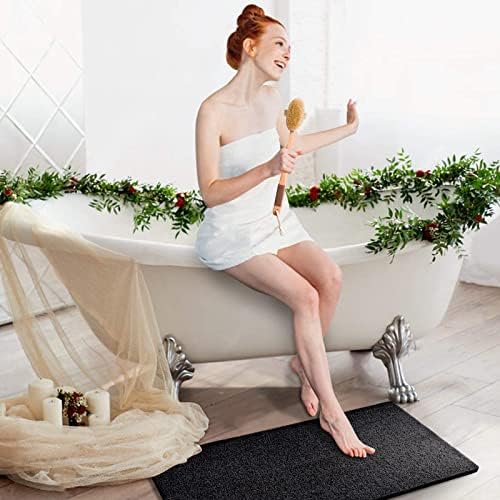 Non-Slip Bathtub Mat 157x36 Inch PVC Loofah Quick Drying Black