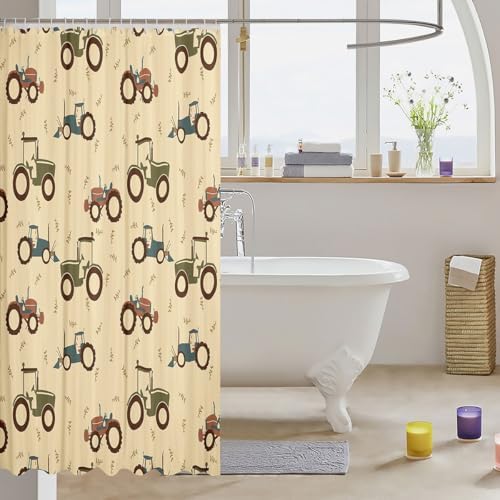 Feelyou Excavator Car Shower Curtain Set 72x84 1