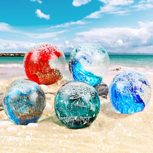 YWHL Hand Blown Crystal Wave Ball Decor