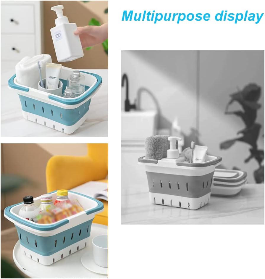 Portable Foldable Shower Caddy with Handles - Grey 1 Pack
