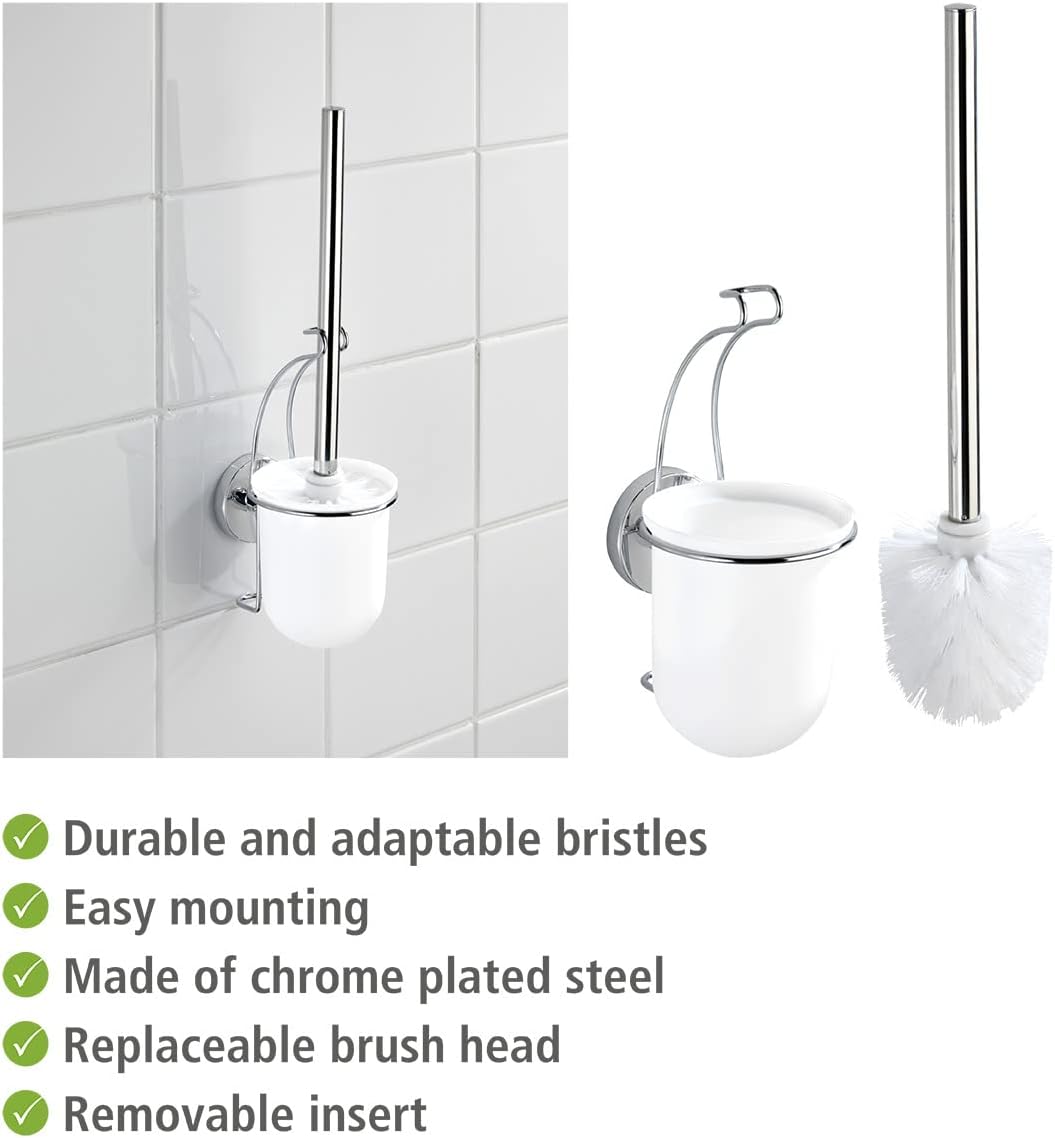 Wenko Vacuum-Loc Wall Toilet Brush Set Silver