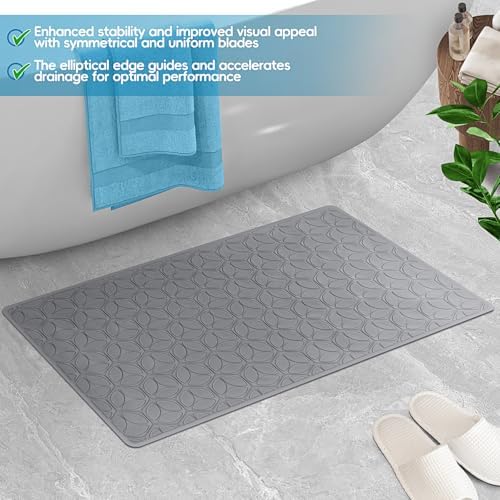 WRISIN Non-Slip Bathtub Mat with Suction Cups - 17x35 Inch Gray