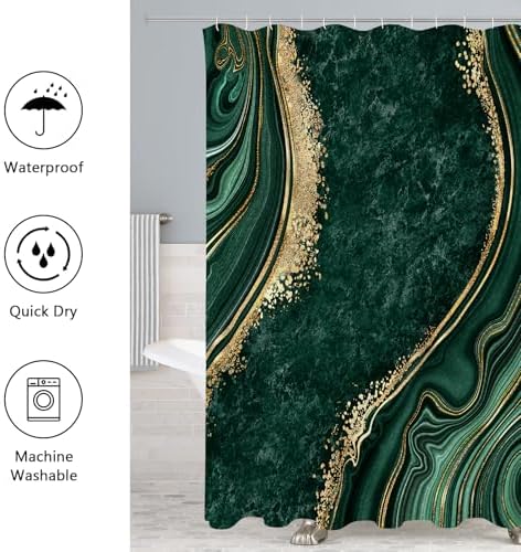 Gibelle 4 Pcs Luxury Marble Shower Curtain Set 1