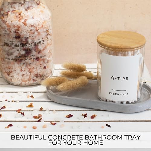 KIBAGA Modern Concrete Vanity Tray - Bathroom Kitchen Organizer