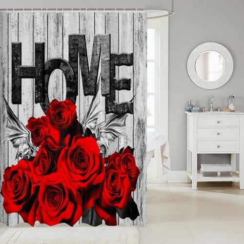 Feelyou Kids Red Rose Shower Curtain Set 72x72
