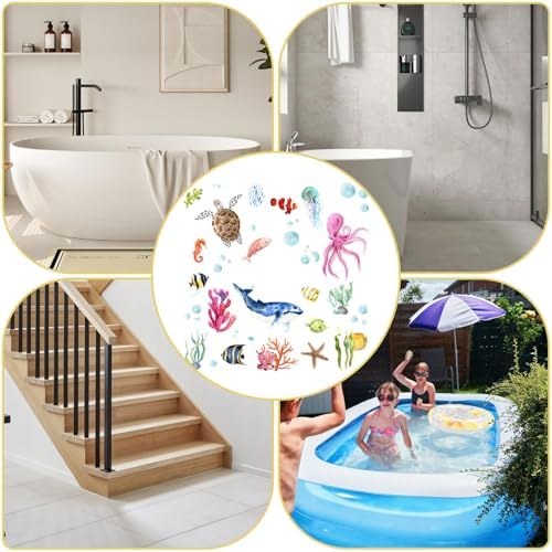 Non-Slip Bathtub Stickers with Cute Sea Animal Designs