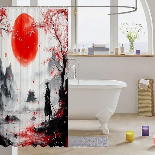 Jejeloiu Japanese Samurai Shower Curtain 72x84