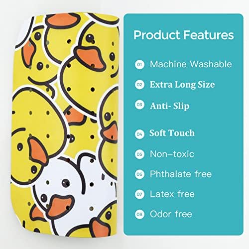 Tubozadi Kids Non Slip Bath Mat with Suction Cups and Drain Holes Yellow Duck