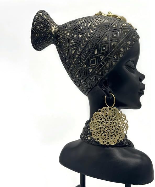 African Lady Bust Statue Home Decor Sculpture