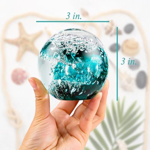 YWHL Hand Blown Crystal Wave Ball Decor