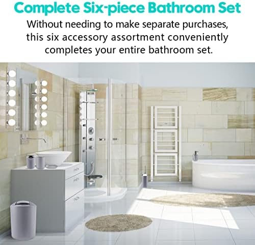 Papillon 6 Piece Bathroom Accessory Set Gray