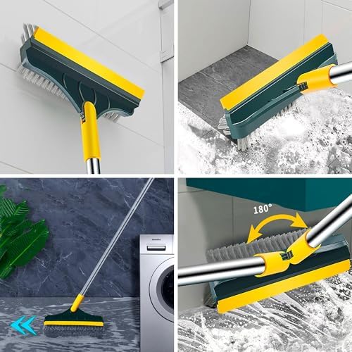 3-in-1 Rotating Floor Scrub Brush with Squeegee