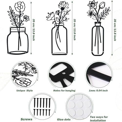Aertiavty Metal Flowers Wall Decor 3 Pcs