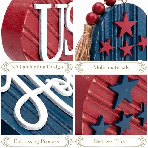 Valery Madelyn 4th of July Decor Heart Centerpieces 2 Pcs