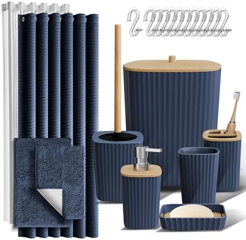 Clara Clark 22PC Navy Bathroom Accessory Set