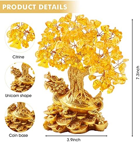 Bwinka Dragon Turtle Crystal Fortune Money Tree Bonsai Ornament 73inch
