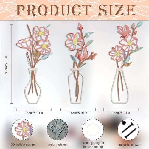 Primst 3 Pcs Metal Flower Wall Art - Rustic Boho Decor