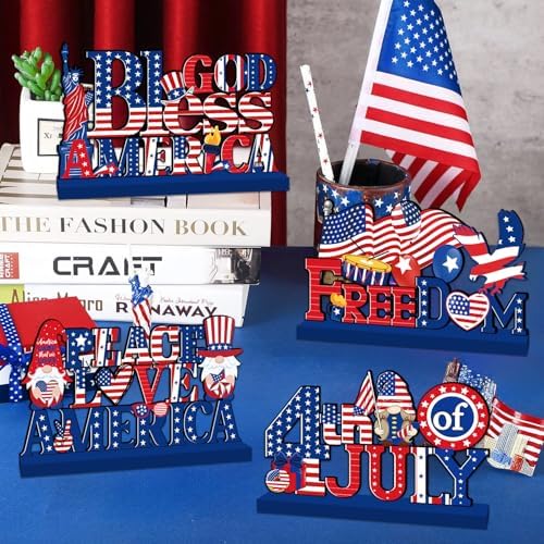 4th of July Decor Table Sign Set for Independence Day