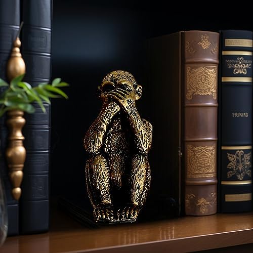 3 Wise Monkeys Statue Set - Resin Bronze Decor