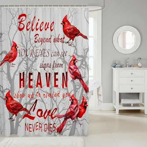 Feelyou Red Birds Shower Curtain Farmhouse Style 72x72