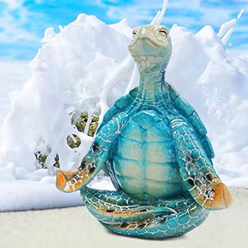 2Pcs Sea Turtle Meditation Yoga Statues - Resin Desk Decor