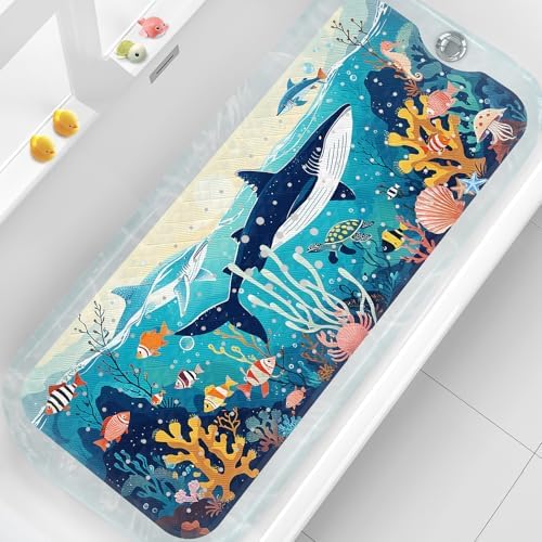 XIYUNTE Kids Bath Mat - 40x16 Non Slip with Suction Cups and Drain Holes