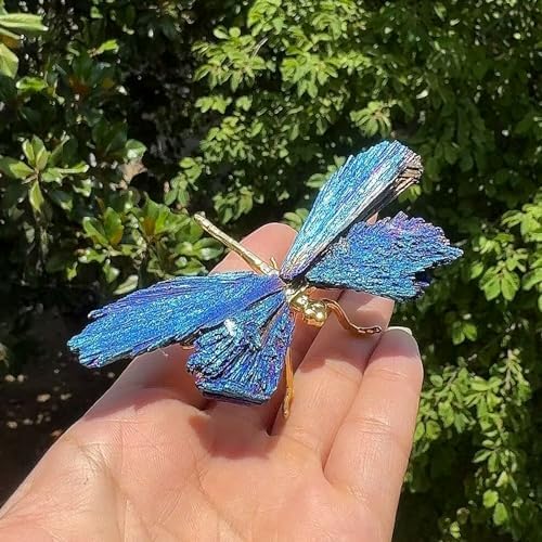 Dragonfly Statue Blue Tourmaline Electroplated Decor