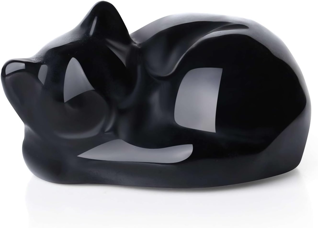 LAIDANLA Black Obsidian Sleeping Cat Statue Decor 1