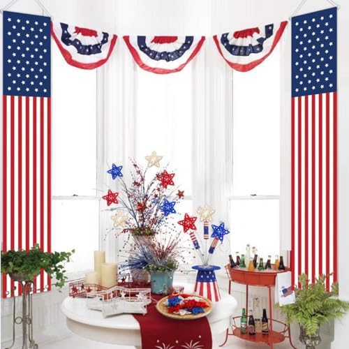 24pcs Rattan Decorative Star Balls for 4th of July