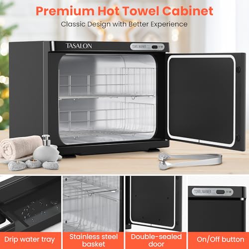TASALON Hot Towel Warmer Cabinet 23L 72 Towels Black