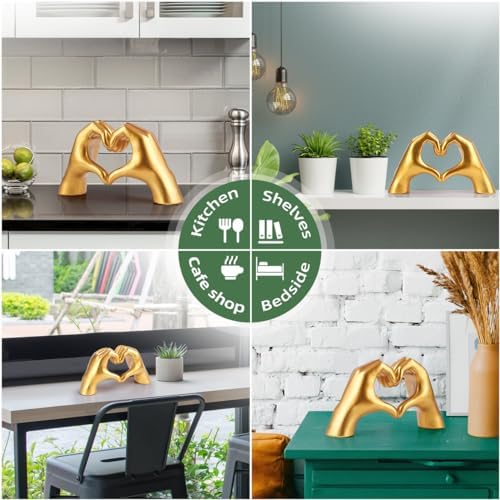 Gold Heart Hand Sculpture Home Decor Art